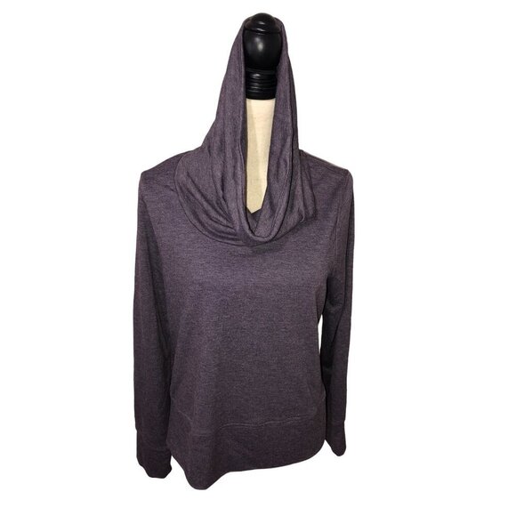 Yogalicious Womens Purple Cowl Neck Pullover Sweater Size L Relaxed Sweatshirt - Picture 2 of 7